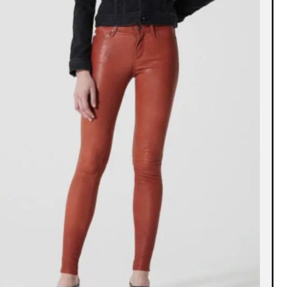 AG Adriano Goldschmied Suede Super Skinny Legging Pant Jean Rust Red Clay 24 x27